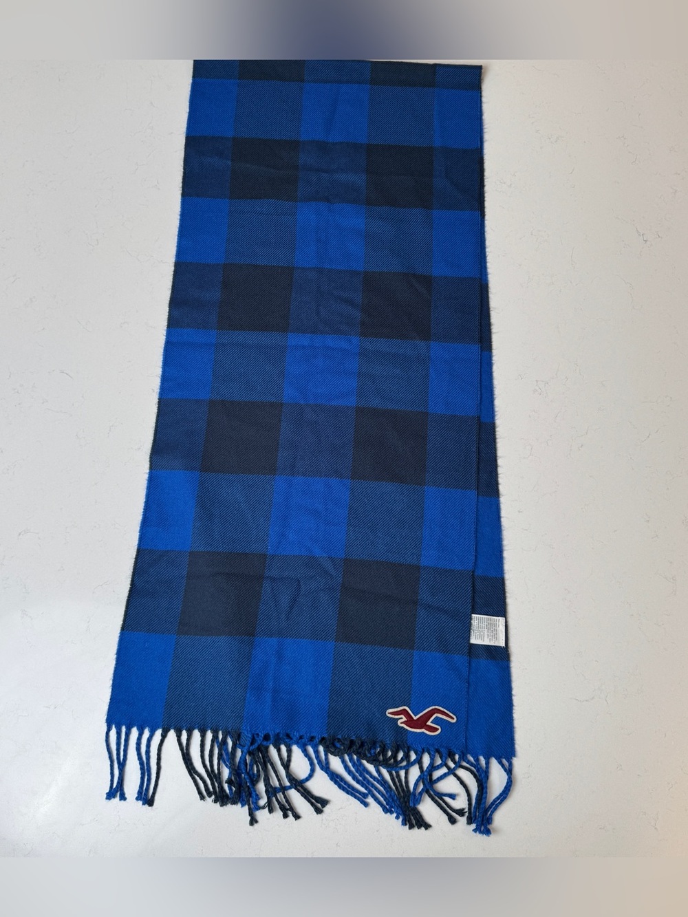 Hollister Blue and Navy Plaid Men's Scarf